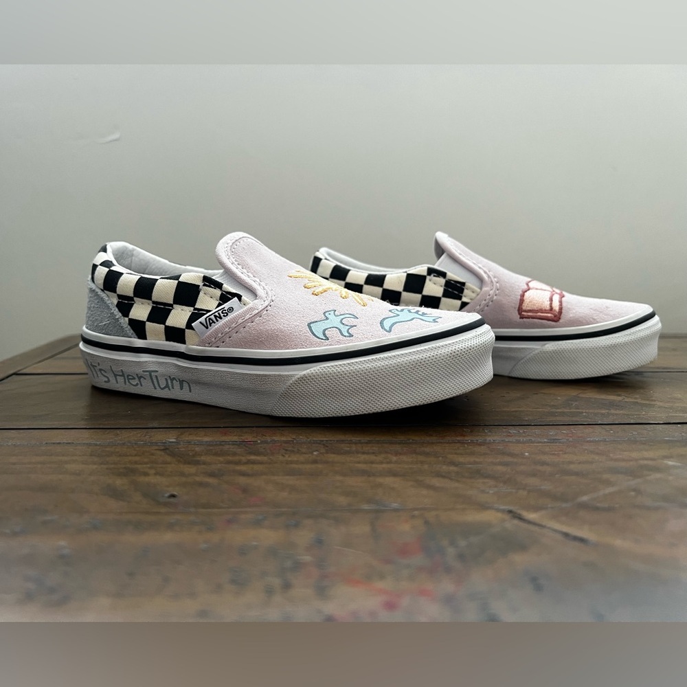 Toddler Girls Vans Slip-On with Designs & Checkerboard